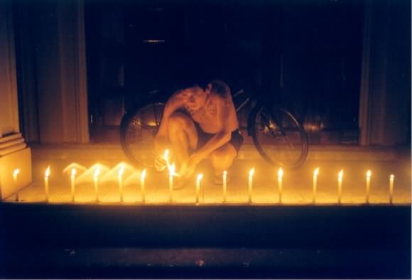 Man lighting candles